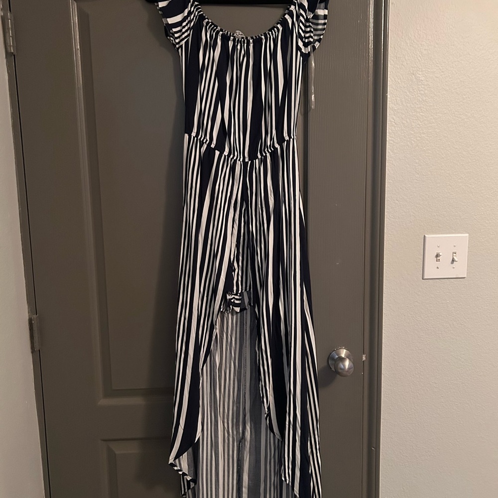 J for Justify Black and White Striped Jumpsuit